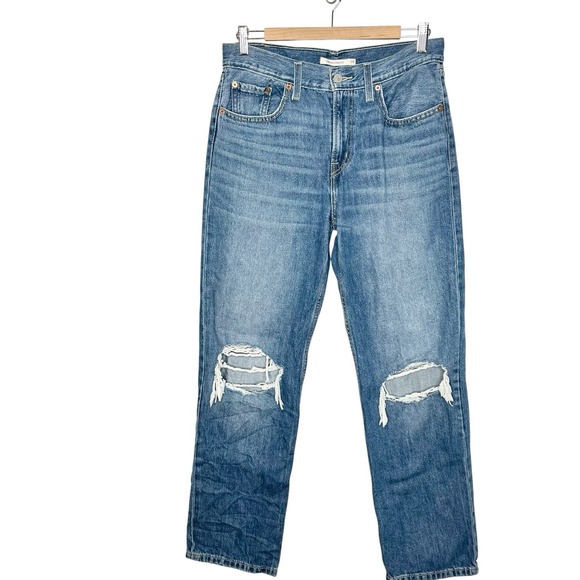 Levis Low Pro Straight Jeans Womens Size 28 Distressed Relaxed Fit 100% Cotton - Picture 1 of 7